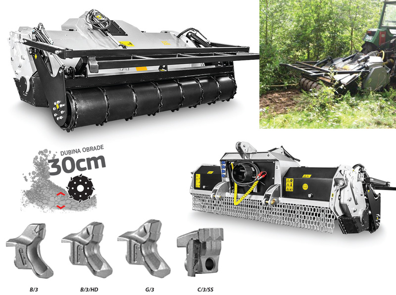 Šumarski traktorski malčeri FAE - modeli SSL SPEED